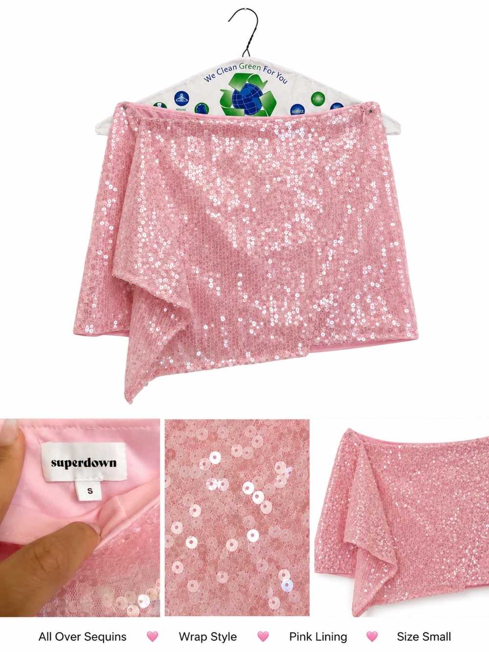 superdown Pink Sequin Jessie mini skirt